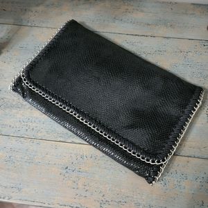 Phase 3 black shoulder/crossbody bag/clutch with chain detail